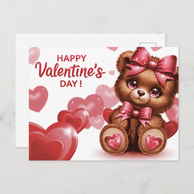 Cartão Postal Happy Valentine’s Day Ourson -5 (Frente/Verso)