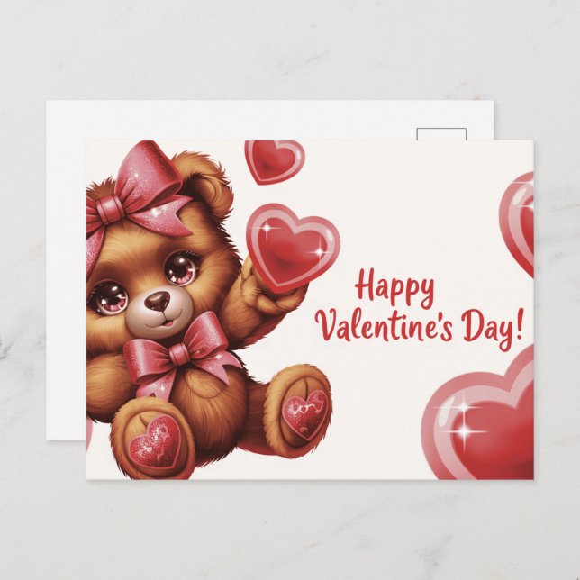 Cartão Postal Happy Valentine’s Day Ourson -6 (Frente/Verso)