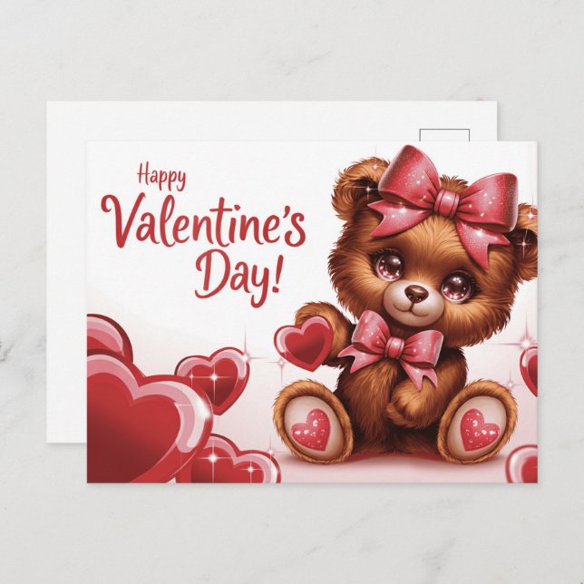 Cartão Postal Happy Valentine’s Day Ourson -7 (Frente/Verso)