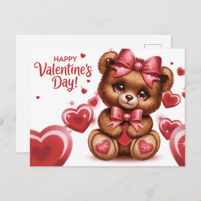 Cartão Postal Happy Valentine’s Day Ourson -8 (Frente/Verso)