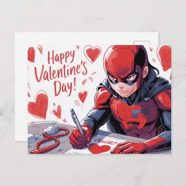 Cartão Postal Happy Valentine’s Day Super-Héros -3 (Frente/Verso)