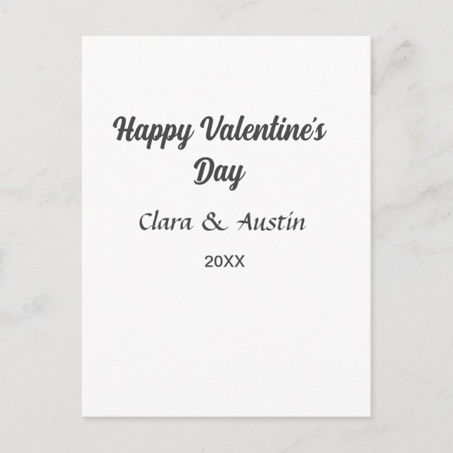 Cartão Postal Happy Valentine's day add name date simple minimal (Frente)