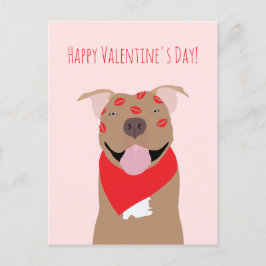 Cartão Postal Happy Valentines Day American Buldog Kiss Marks