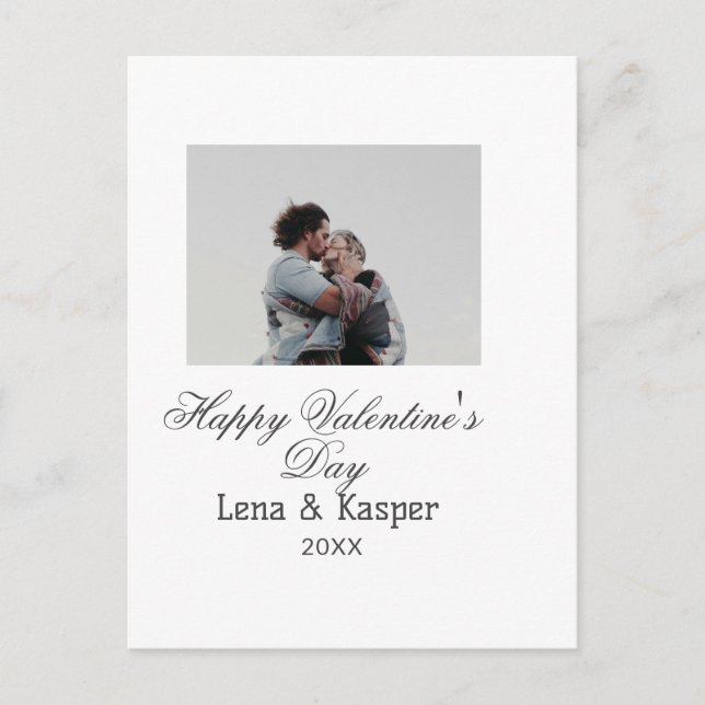 Cartão Postal Happy Valentine's day couple photo modern simple t (Frente)