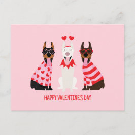 Cartão Postal Happy Valentines Day Dobermann Dogs