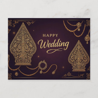 Cartão Postal Happy Wedding Wayang CULTURE Cards
