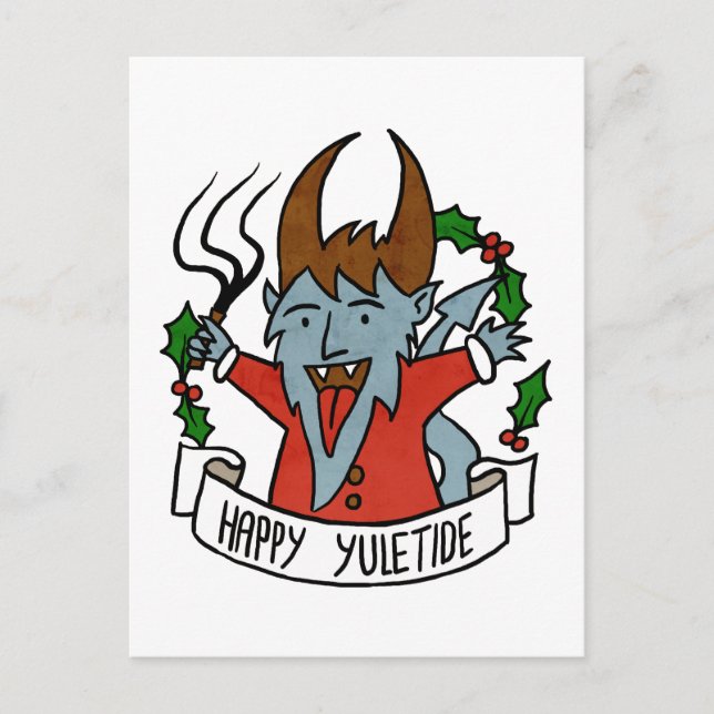 Cartão Postal Happy Yuletide Krampus (Frente)