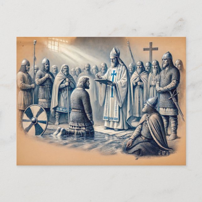 Cartão Postal Harald Bluetooth no Desenho de Giz Pastel (Frente)