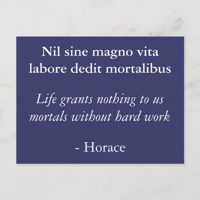 Cartão Postal Hard work - Horace inspirational quote (Frente)