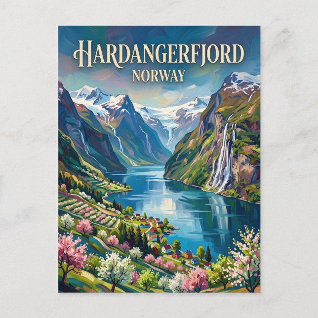 Cartão Postal Hardangerfjord Noruega (Frente)
