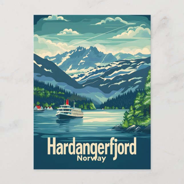 Cartão Postal Hardangerfjord Noruega (Frente)