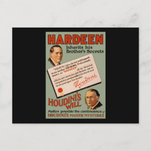 Cartão Postal Hardeen herda os segredos de seu irmão