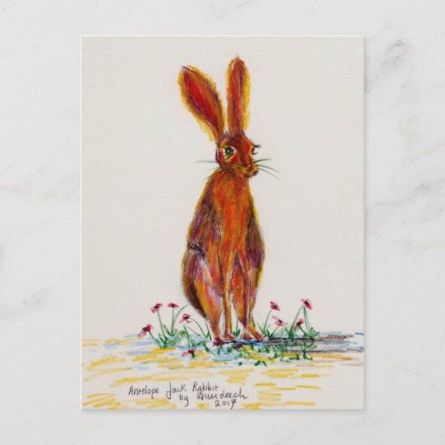 Cartão Postal Hare in Poppies (Frente)