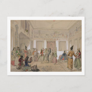 Cartão Postal Harem Banquete, Teerão (lápis e c/c no papel)