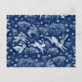 Cartão Postal Hares Snow Field White Rabbits Invernos Animais de