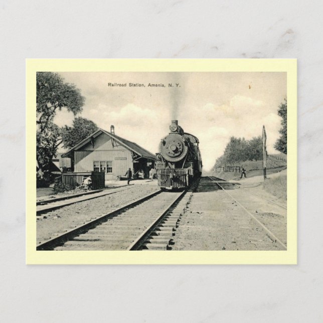 Cartão Postal Harlem Valley Train, Amenia, NY Vintage (Frente)