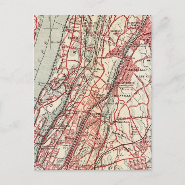 Cartão Postal Harlem, Yonkers, Pelham Manor, Nova Iorque (Frente)