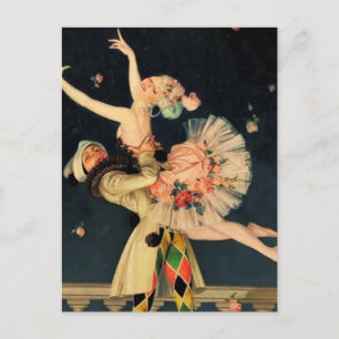 Cartão Postal “Harlequim e Colombina” por FX Leyendecker