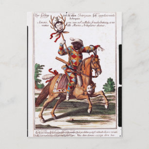 Cartão Postal Harlequin em Horseback