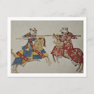 Cartão Postal Harley 4205 f.366 cavaleiros Jousting, c.1445