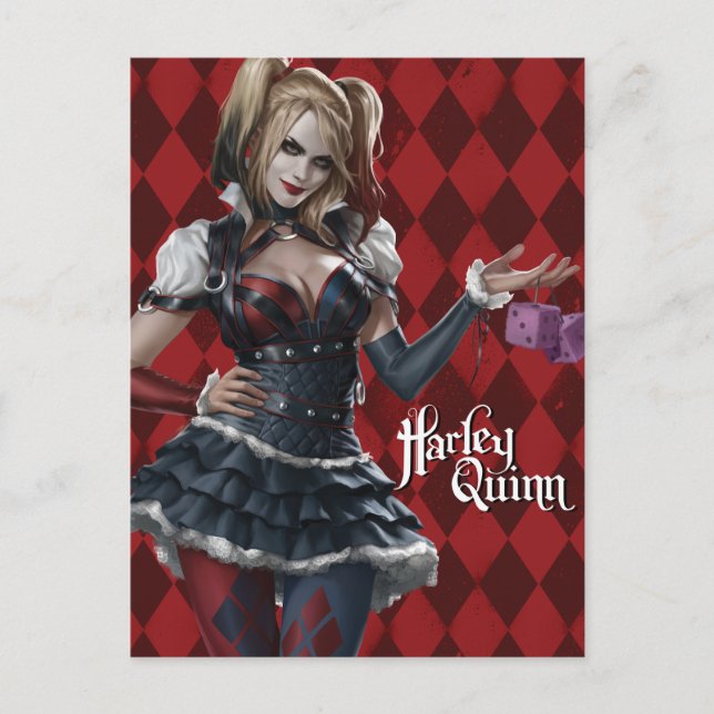 Cartão Postal Harley Quinn Com Felpudo (Frente)