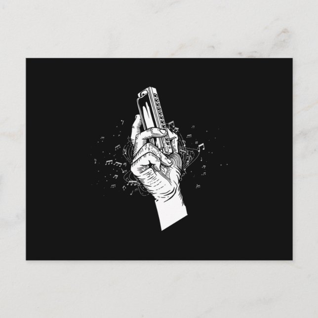 Cartão Postal Harmica Blues Mouth Organ - Instrumento Acústico G (Frente)