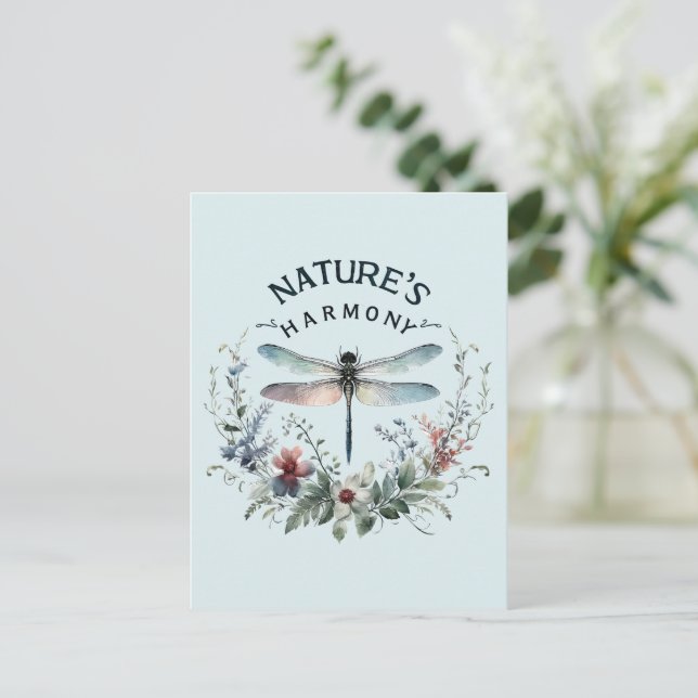 Cartão Postal Harmonia da Natureza - Dragonfly Artística (Em pé/Frente)
