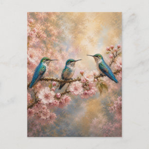 Cartão Postal Harmonia da Primavera, Beija-flores entre Cerejeir
