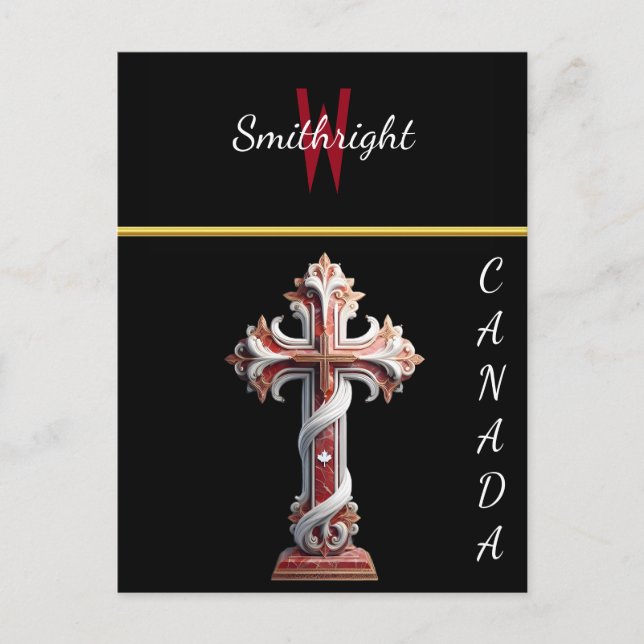 Cartão Postal Harmonia em Vermelho e Branco (Frente)