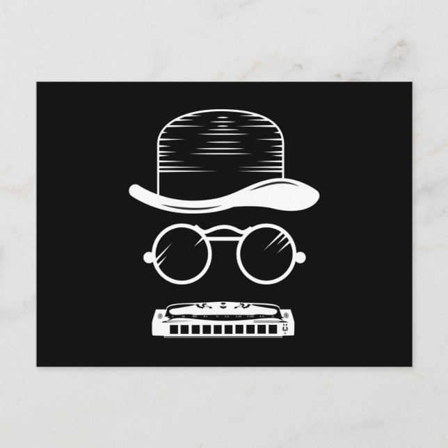 Cartão Postal Harmonica Hat Music Instrument Blues (Frente)