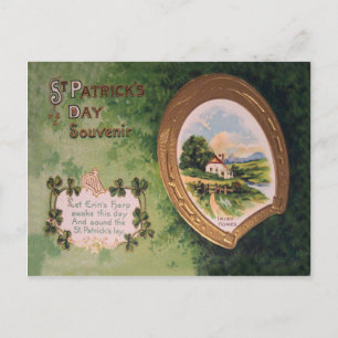 Cartão Postal Harp Vintage de Erin Ferradura Dia de São Patrício
