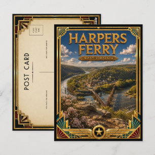 Cartão Postal Harpers Ferry Virgínia Ocidental Arte Deco Vintage