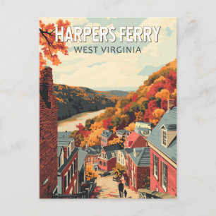 Cartão Postal Harpers Ferry West Virginia Viagem Arte Vintage