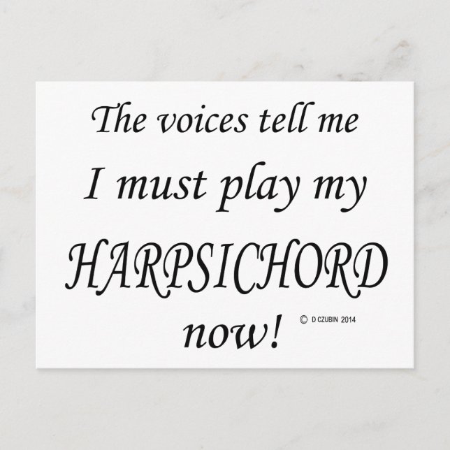 Cartão Postal Harpsichord Voices diz que deve jogar (Frente)