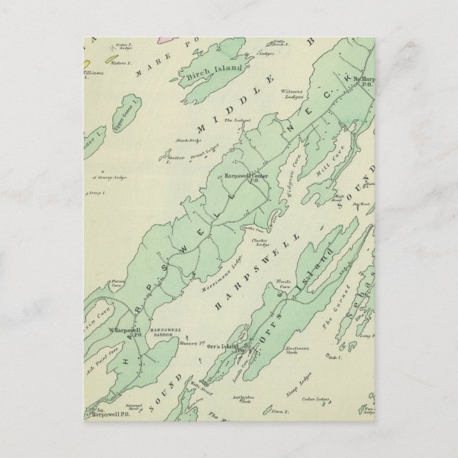 Cartão Postal Harpswell, ilhas adjacentes (Frente)