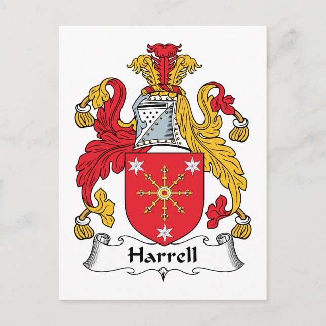 Cartão Postal Harrell Family Crest (Frente)