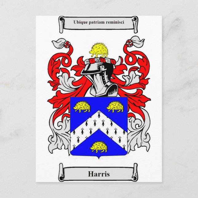 Cartão Postal Harris Casaco de Arms (Frente)