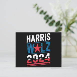 Cartão Postal Harris Waltz 2024 Eleição Kamala Harris Tim Waltz