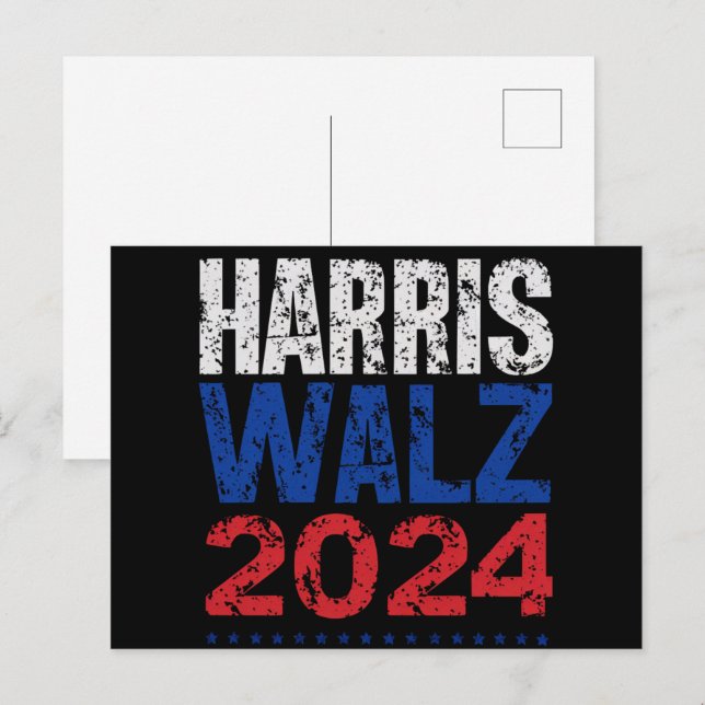 Cartão Postal Harris Waltz 2024 Eleição Kamala Harris Tim Waltz (Frente/Verso)