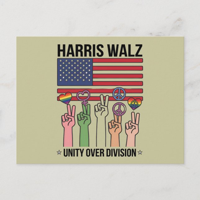 Cartão Postal Harris Waltz 2024 Unity Over Division (Frente)