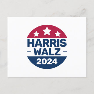 Cartão Postal Harris Walz 2024 Campanha pelo Presidente Patrióti