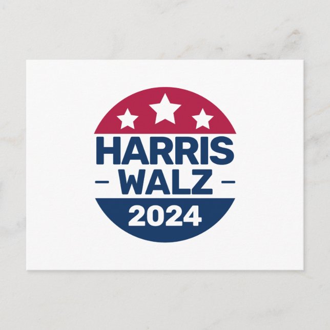 Cartão Postal Harris Walz 2024 Campanha pelo Presidente Patrióti (Frente)