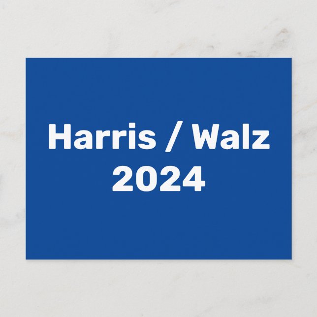 Cartão Postal Harris / Walz 2024 Campanha Presidencial (Frente)