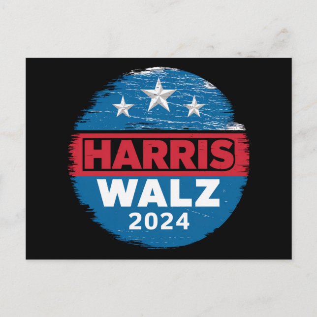 Cartão Postal Harris Walz 2024 Eleição Kamala Harris Tim Waltz (Frente)