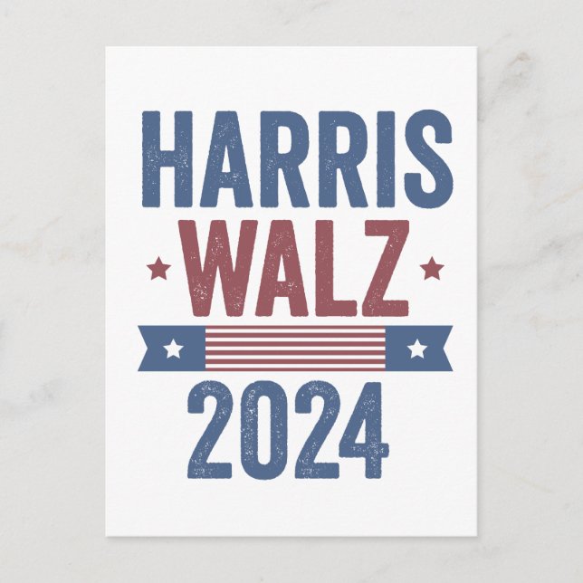 Cartão Postal Harris Walz 2024 Eleição Kamala Tim Waltz América (Frente)