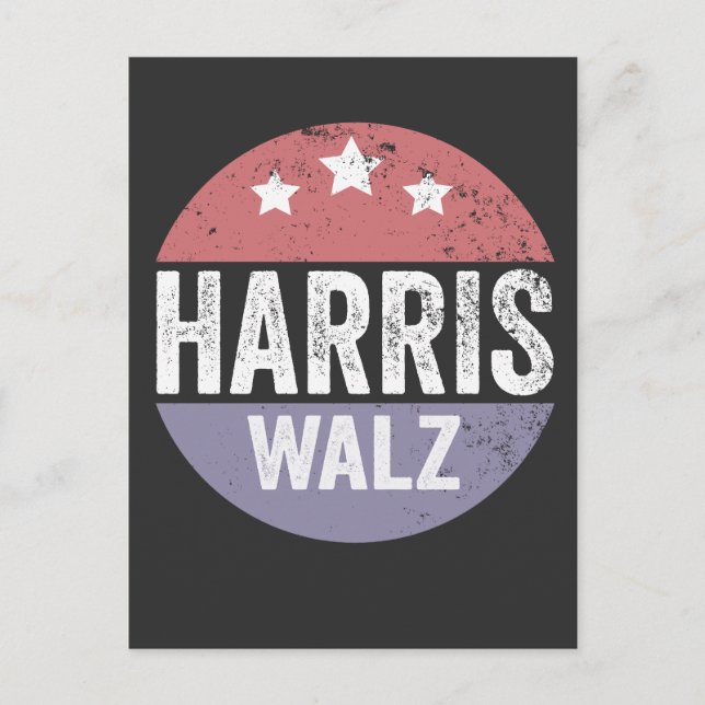Cartão Postal Harris Walz 2024 Eleição Kamala Tim Waltz América (Frente)