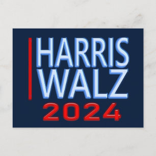 Cartão Postal Harris Walz 2024 Eleição Presidencial