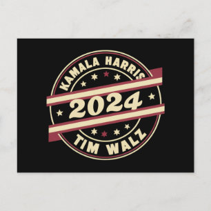 Cartão Postal Harris Walz 2024 para Presidente Patriota Kamala