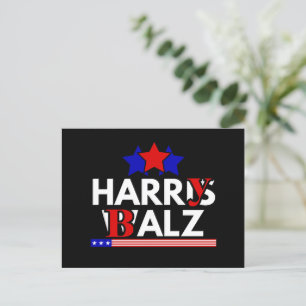 Cartão Postal Harris Walz 24 Harry Balz 2024 Meme Democráticos