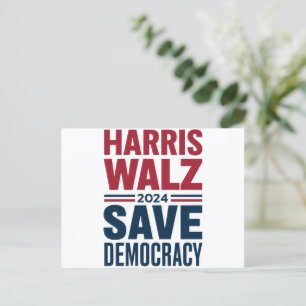 Cartão Postal Harris Walz Salva a Democracia